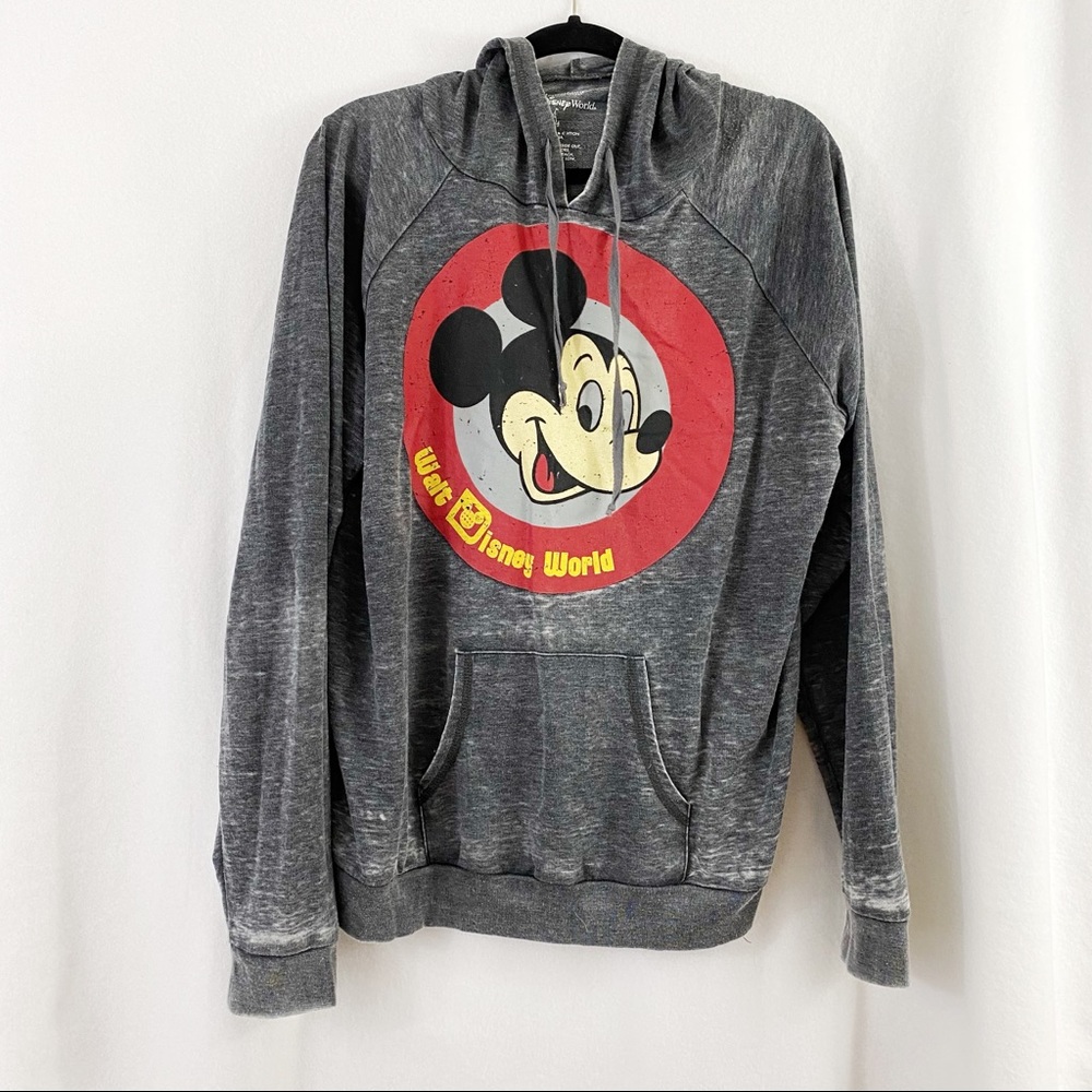 Walt Disney World Mickey Mouse Distressed Graphic Hooded Long Sleeve